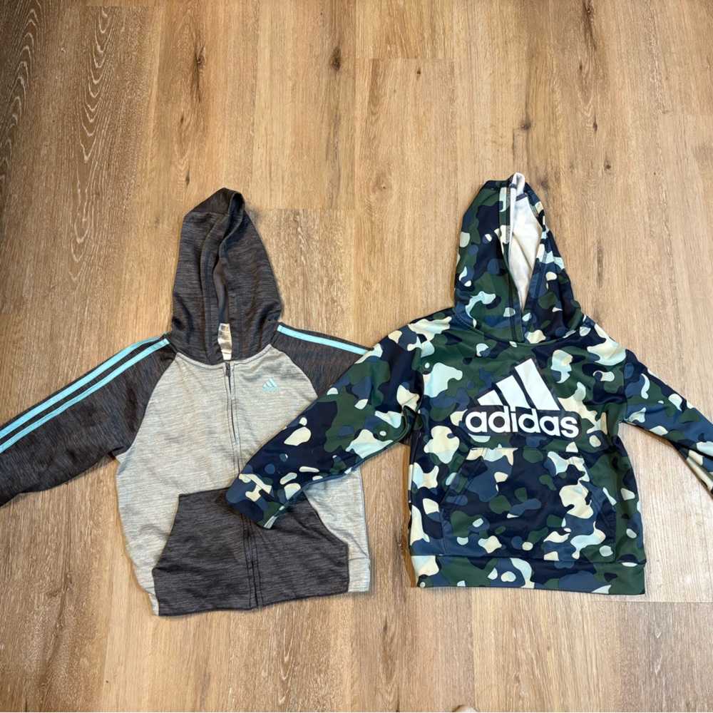 Adidas Kids Camouflage and Gray Hoodies